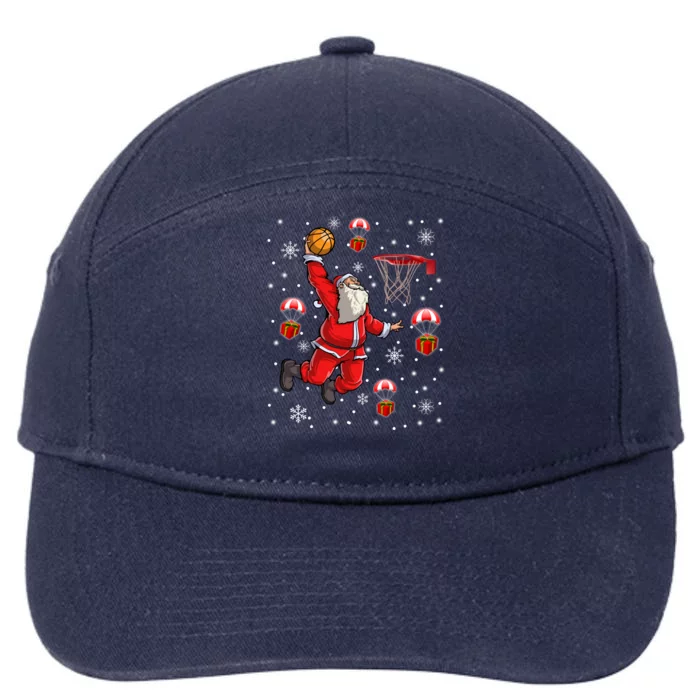 Santa Claus Is Playing Basketball Christmas Gift 7-Panel Snapback Hat