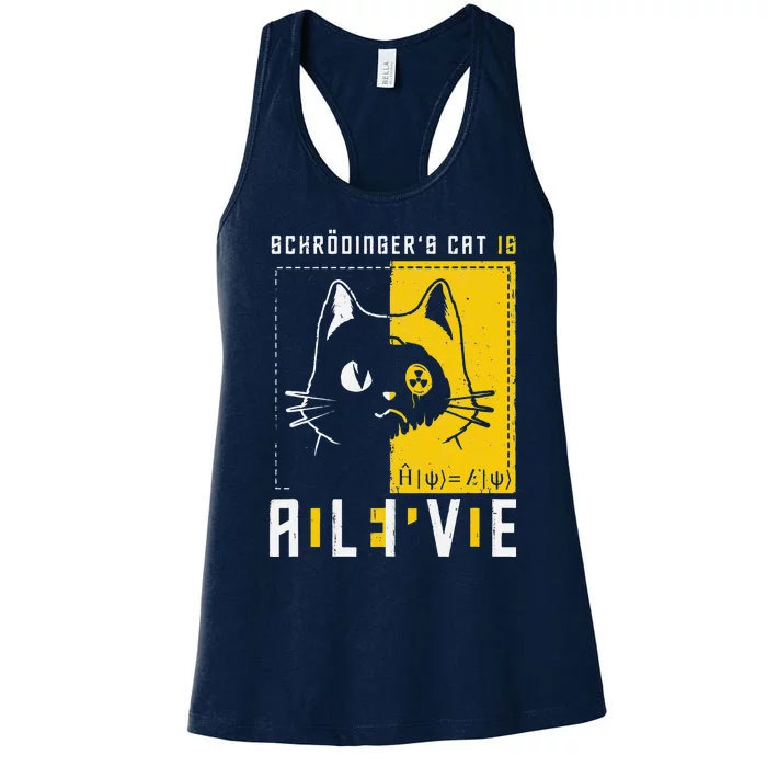 Schrodingers Cat Is Dead And Alive Quantum Physics Women's Racerback Tank