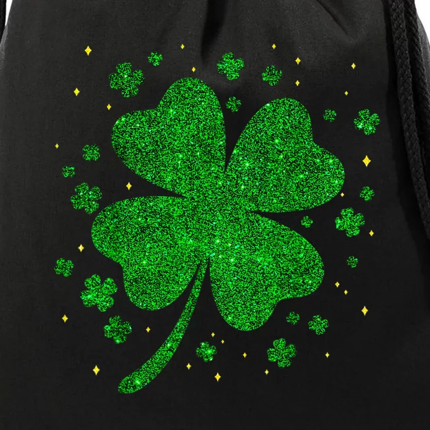 Sparkle Clover Irish For St Patricks & Pattys Day Drawstring Bag