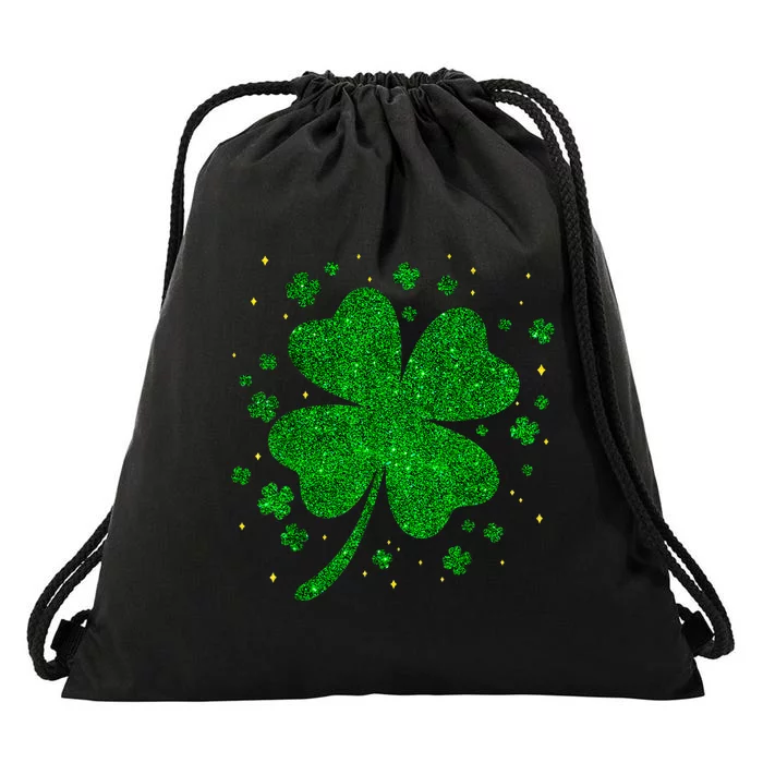 Sparkle Clover Irish For St Patricks & Pattys Day Drawstring Bag