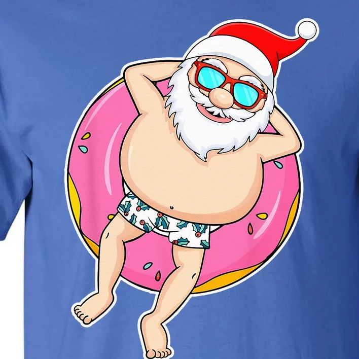 Summer Christmas In July Tropical Santa On Pool Summer Santa Tall T-Shirt