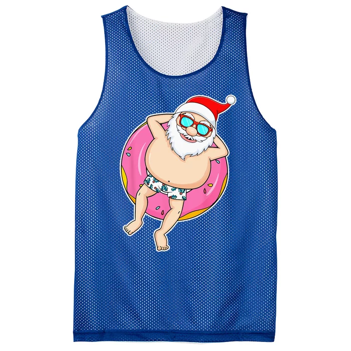 Summer Christmas In July Tropical Santa On Pool Summer Santa Mesh Reversible Basketball Jersey Tank