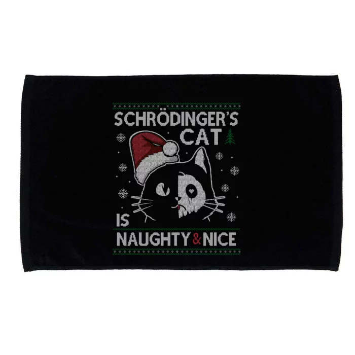 SchröDingerS Cat Is Naughty And Nice Physicist Christmas Microfiber Hand Towel