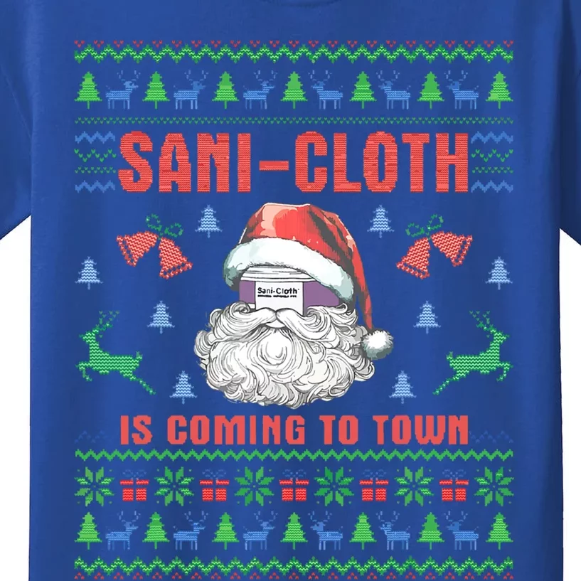 Sani Cloth Is Coming To Town Retro Santa Christmas Nurse Rn Gift Kids T-Shirt