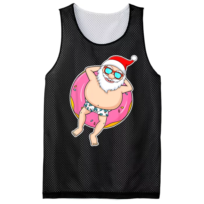 Summer Christmas In July Tropical Santa On Pool Summer Santa Mesh Reversible Basketball Jersey Tank