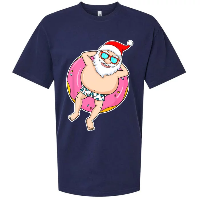 Summer Christmas In July Tropical Santa On Pool Summer Santa Sueded Cloud Jersey T-Shirt