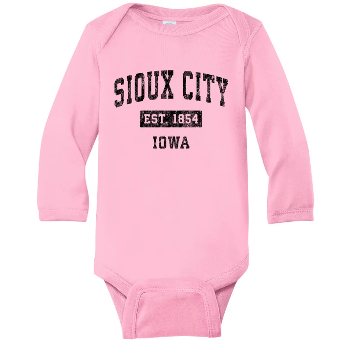 Sioux City Iowa Ia Vintage Established Sports Design Baby Long Sleeve Bodysuit