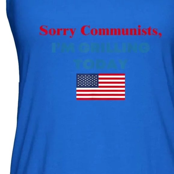 Sorry Communists Im Grilling Today American Flag Gift Ladies Essential Flowy Tank