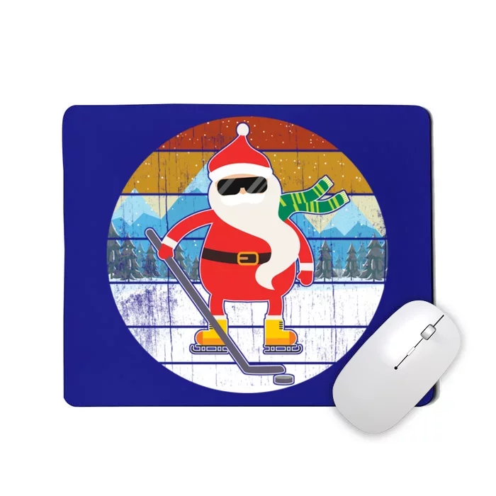 Santa Claus Ice Hockey Christmas Tree Vintage Xmas Gift Gift Mousepad