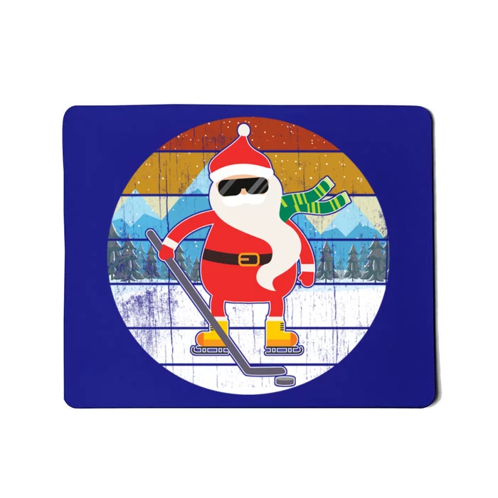 Santa Claus Ice Hockey Christmas Tree Vintage Xmas Gift Gift Mousepad