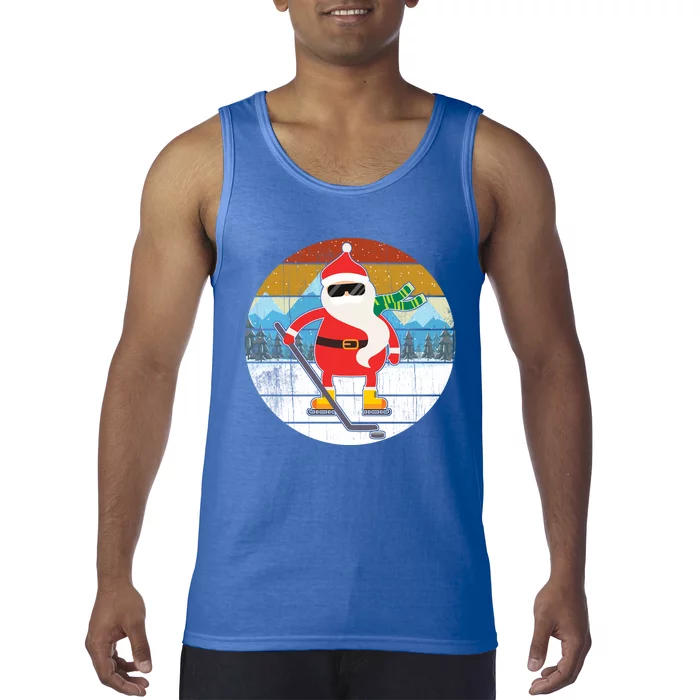 Santa Claus Ice Hockey Christmas Tree Vintage Xmas Gift Gift Tank Top