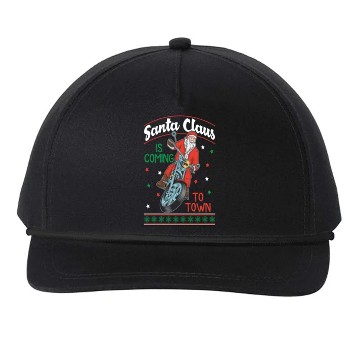 Santa Claus Is Coming Gift Snapback Five-Panel Rope Hat