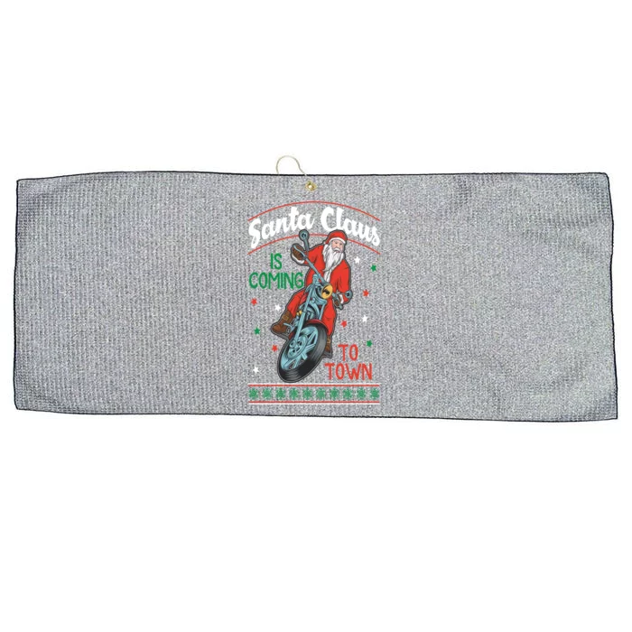 Santa Claus Is Coming Gift Large Microfiber Waffle Golf Towel