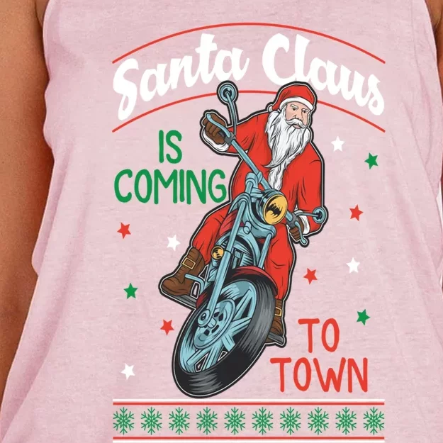 Santa Claus Is Coming Gift Women's Knotted Racerback Tank