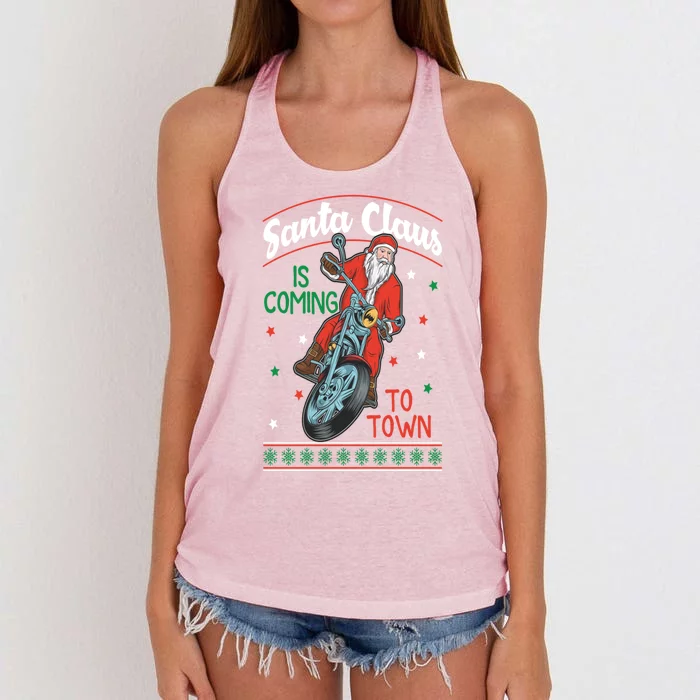 Santa Claus Is Coming Gift Women's Knotted Racerback Tank