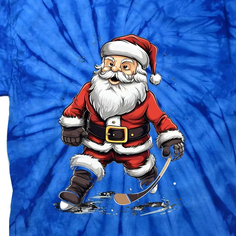 Santa Claus Ice Hockey Player Hockey Stick Christmas Cool Gift Tie-Dye T-Shirt