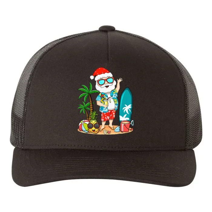 Summer Christmas In July Tropical Santa Surfing Hawaiian Yupoong Adult 5-Panel Trucker Hat