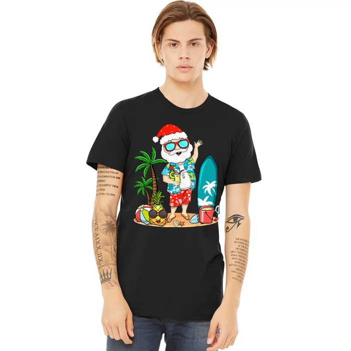 Summer Christmas In July Tropical Santa Surfing Hawaiian Premium T-Shirt