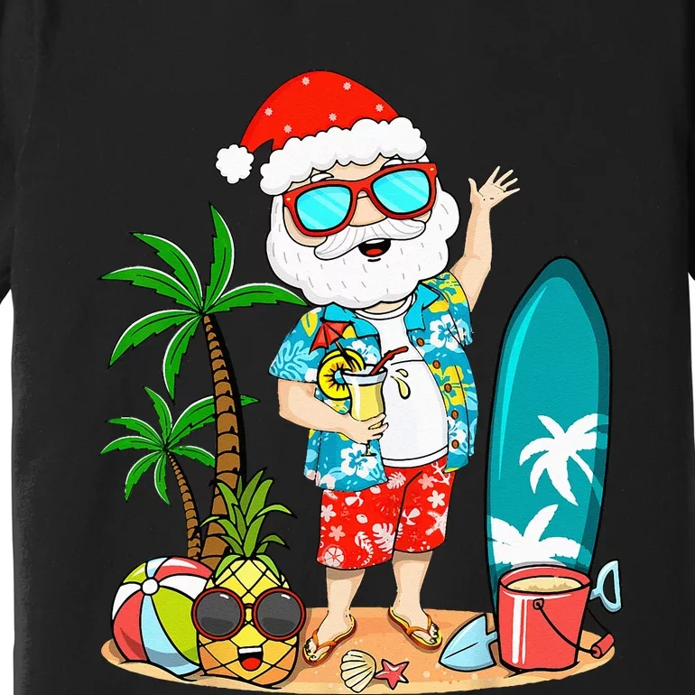 Summer Christmas In July Tropical Santa Surfing Hawaiian Premium T-Shirt