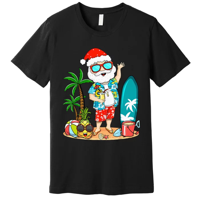 Summer Christmas In July Tropical Santa Surfing Hawaiian Premium T-Shirt