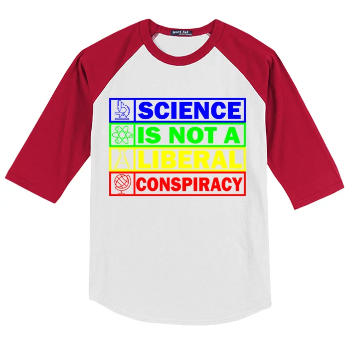 Science Is Not A Liberal Conspiracy Funny Kids Colorblock Raglan Jersey