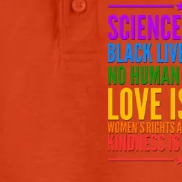 Science Is Real Black Lives Matter Love Is Love Dry Zone Grid Performance Polo