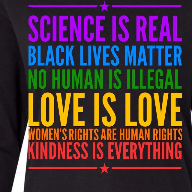 Science Is Real Black Lives Matter Love Is Love Womens Cotton Relaxed Long Sleeve T-Shirt