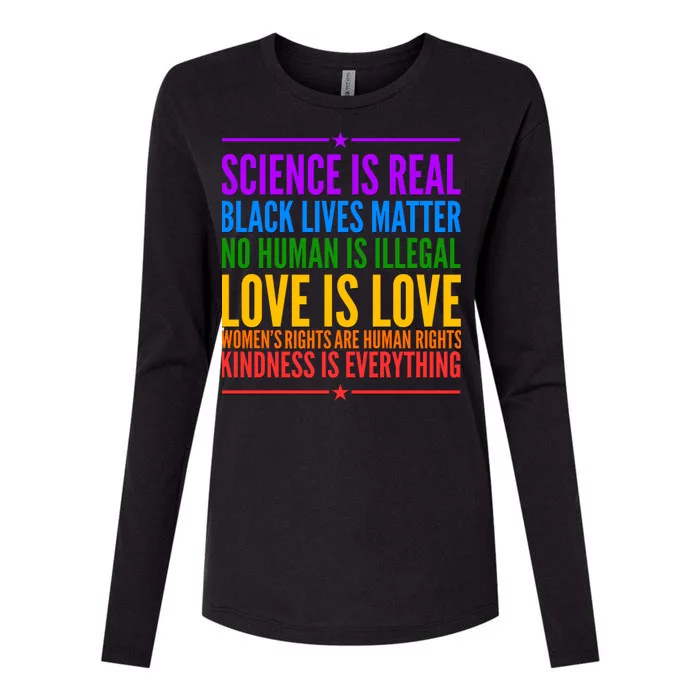 Science Is Real Black Lives Matter Love Is Love Womens Cotton Relaxed Long Sleeve T-Shirt