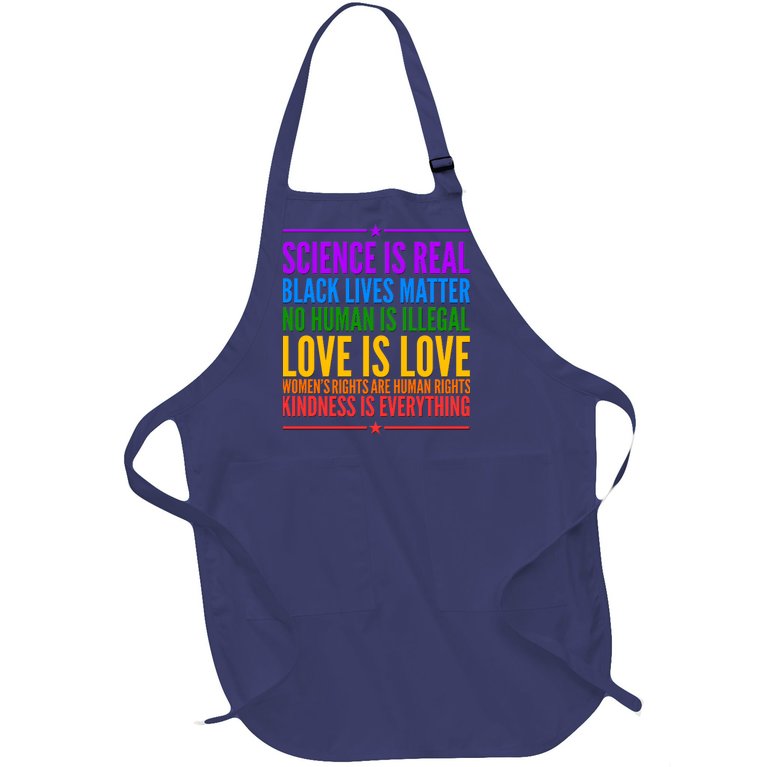 Science Is Real Black Lives Matter Love Is Love Full-Length Apron With Pocket