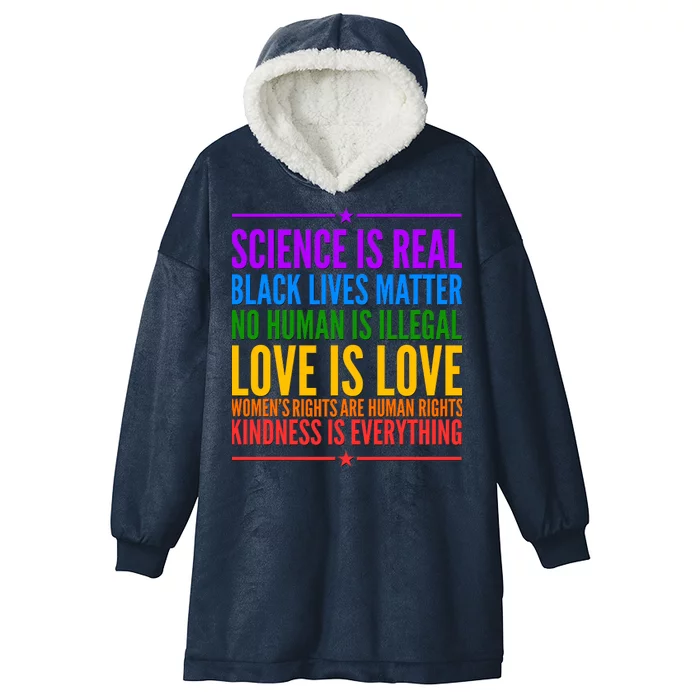 Science Is Real Black Lives Matter Love Is Love Hooded Wearable Blanket