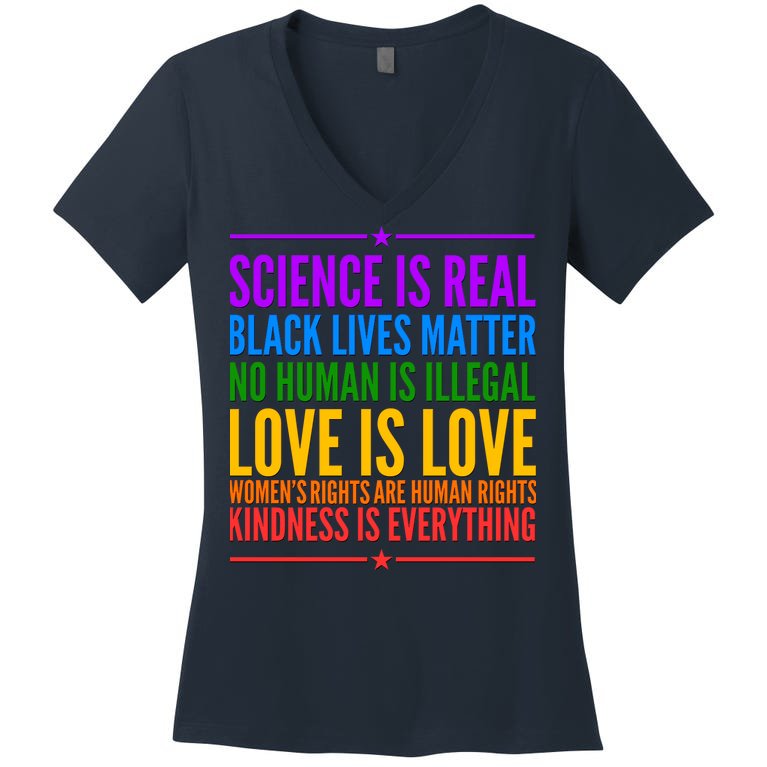 Science Is Real Black Lives Matter Love Is Love Women's V-Neck T-Shirt