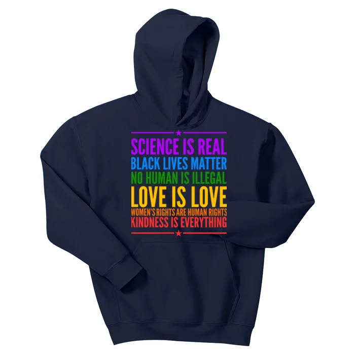 Science Is Real Black Lives Matter Love Is Love Kids Hoodie