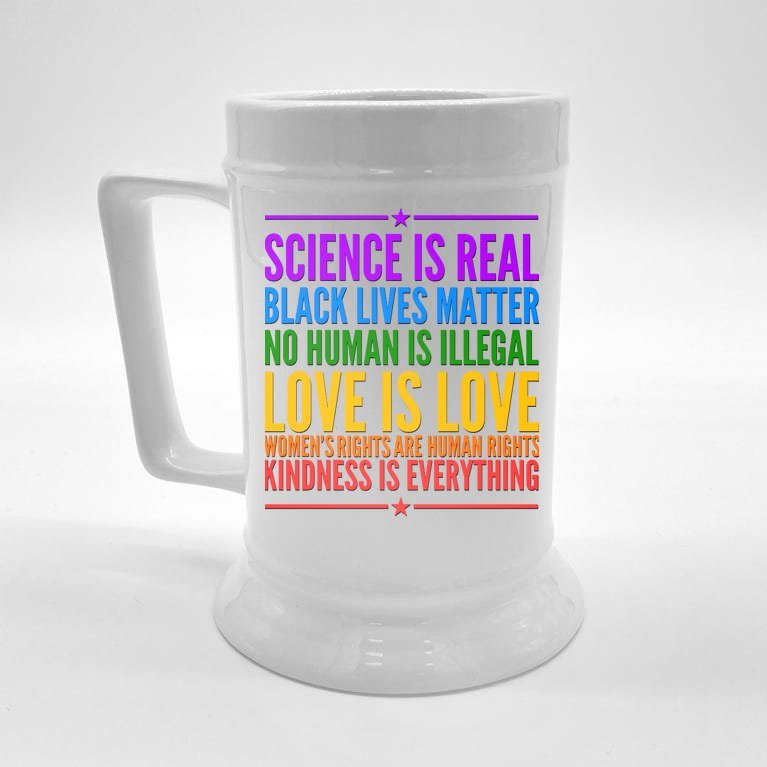 Science Is Real Black Lives Matter Love Is Love Beer Stein