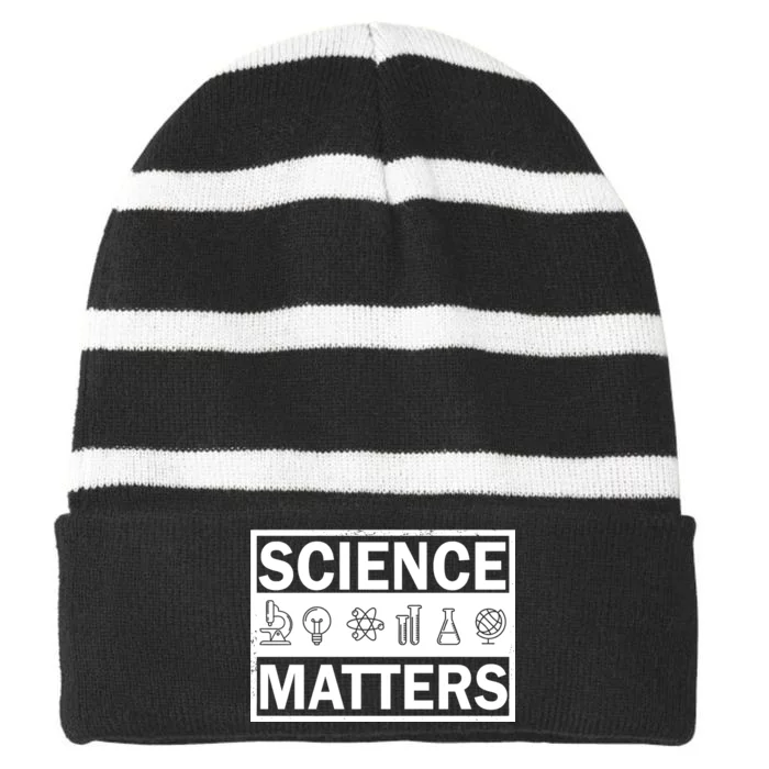 Science Matters Funny Striped Beanie with Solid Band