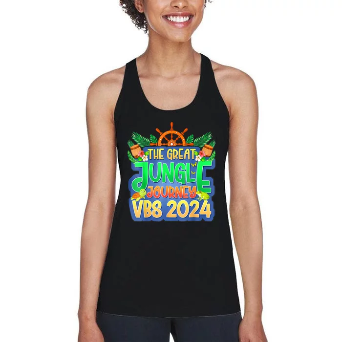 Summer Camp Jungle Journey Vbs 2024 Vacation Bible School Women's Racerback Tank