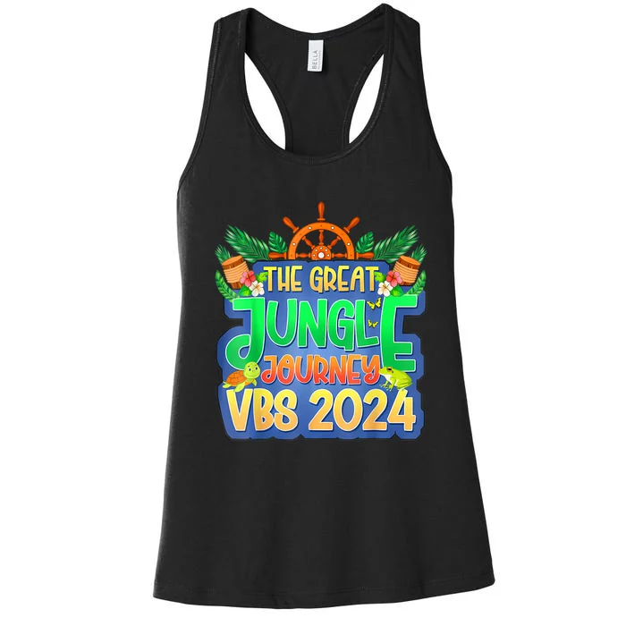 Summer Camp Jungle Journey Vbs 2024 Vacation Bible School Women's Racerback Tank