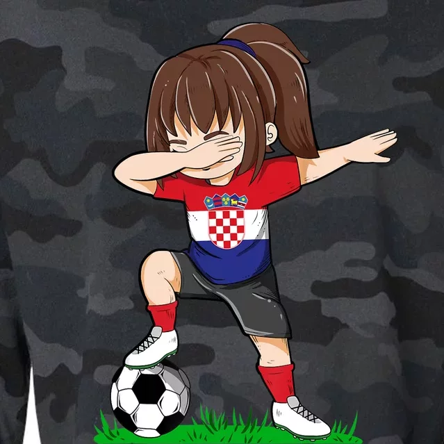 Soccer Croatia Jersey Croatian Flag Football Girls Dab Cropped Pullover Crew