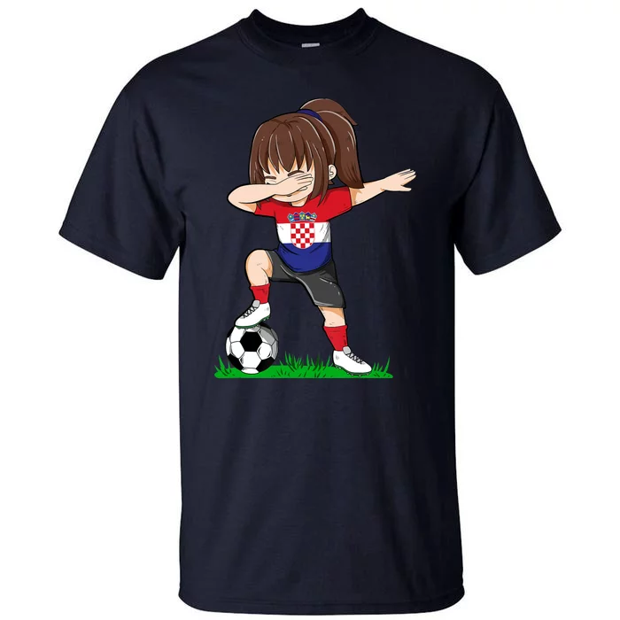 Soccer Croatia Jersey Croatian Flag Football Girls Dab Tall T-Shirt