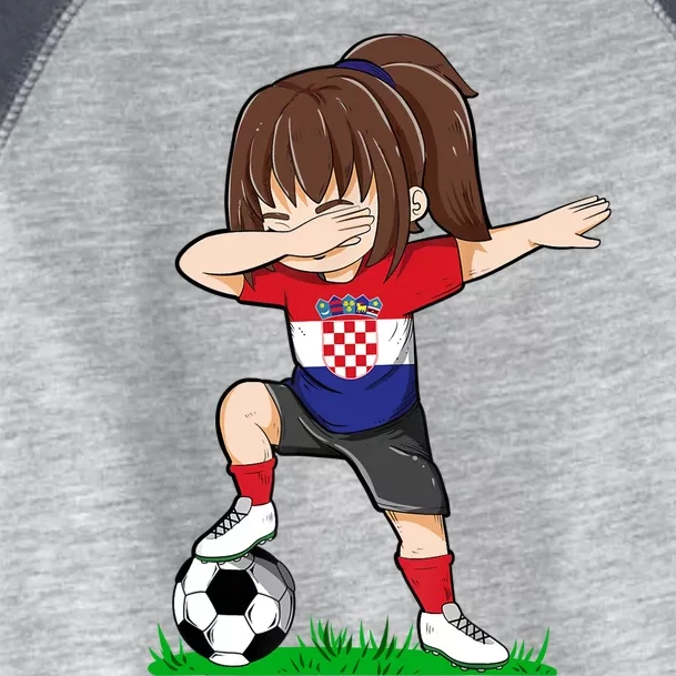 Soccer Croatia Jersey Croatian Flag Football Girls Dab Toddler Fine Jersey T-Shirt