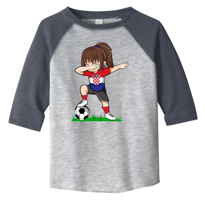 Soccer Croatia Jersey Croatian Flag Football Girls Dab Toddler Fine Jersey T-Shirt