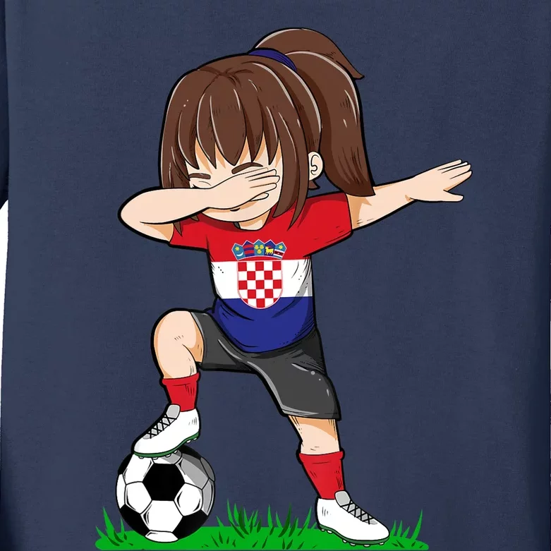 Soccer Croatia Jersey Croatian Flag Football Girls Dab Kids Long Sleeve Shirt