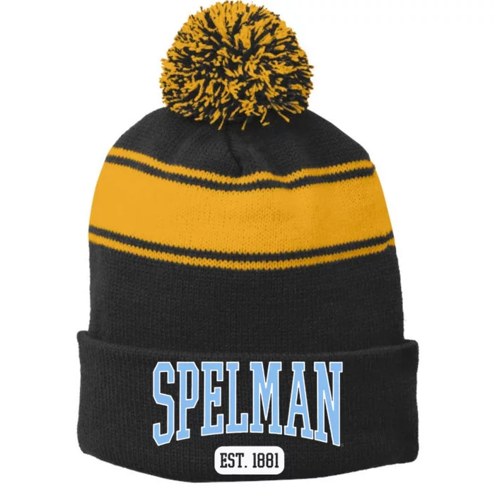 Spelman College Jaguars Est. Date Stripe Pom Pom Beanie