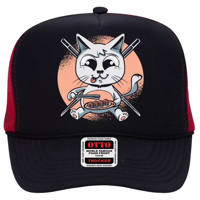 Sushi Cat Japanese Dish Foodie Kitty Lover Sushi Rolls Gift High Crown Mesh Trucker Hat