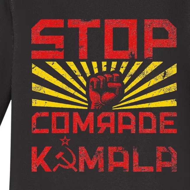 Stop Comrade Kamala Marxist Kamala Communist Kamala Trump Baby Long Sleeve Bodysuit