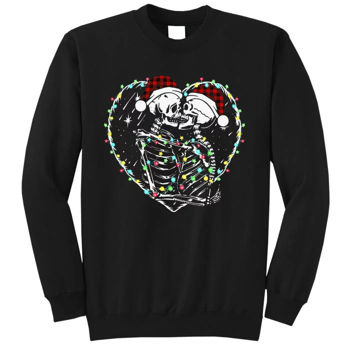 Spooky Christmas Kiss Dark Humor Horror Lights Tall Sweatshirt