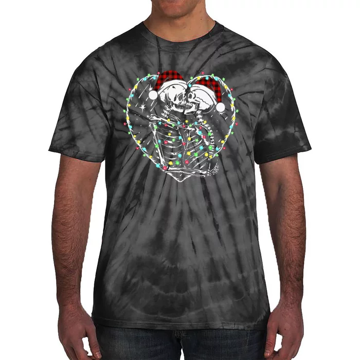 Spooky Christmas Kiss Dark Humor Horror Lights Tie-Dye T-Shirt