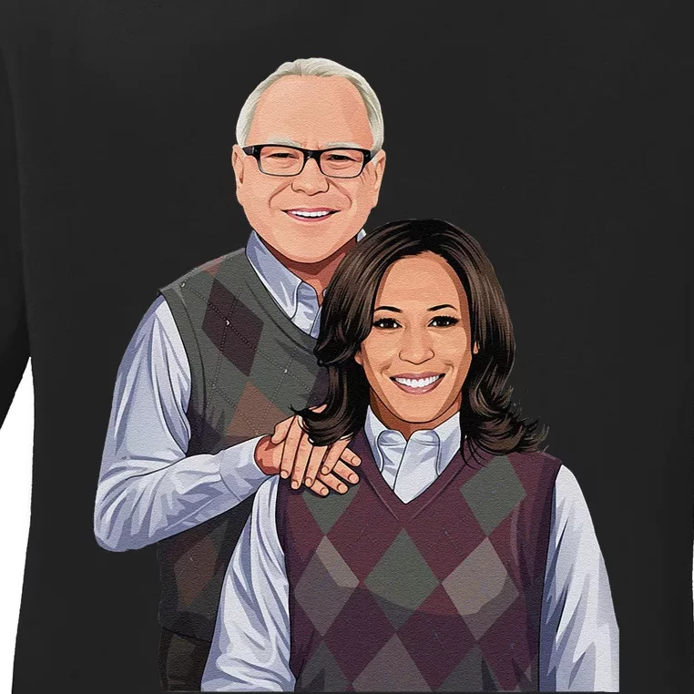 Step Candidates Kamala Harris And Tim Walz 2024 Ladies Long Sleeve Shirt