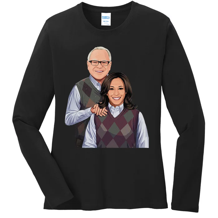 Step Candidates Kamala Harris And Tim Walz 2024 Ladies Long Sleeve Shirt