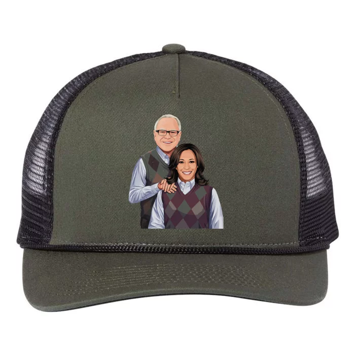 Step Candidates Kamala Harris And Tim Walz 2024 Retro Rope Trucker Hat Cap