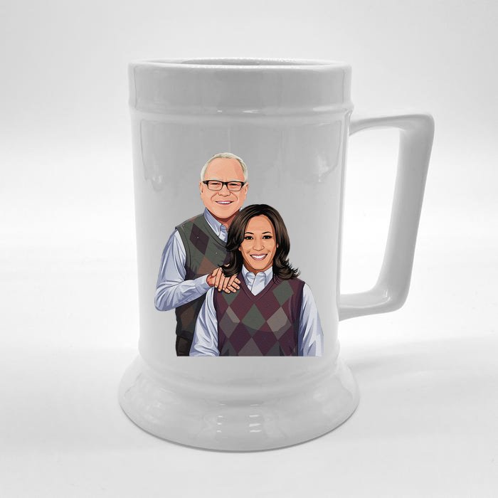 Step Candidates Kamala Harris And Tim Walz 2024 Front & Back Beer Stein